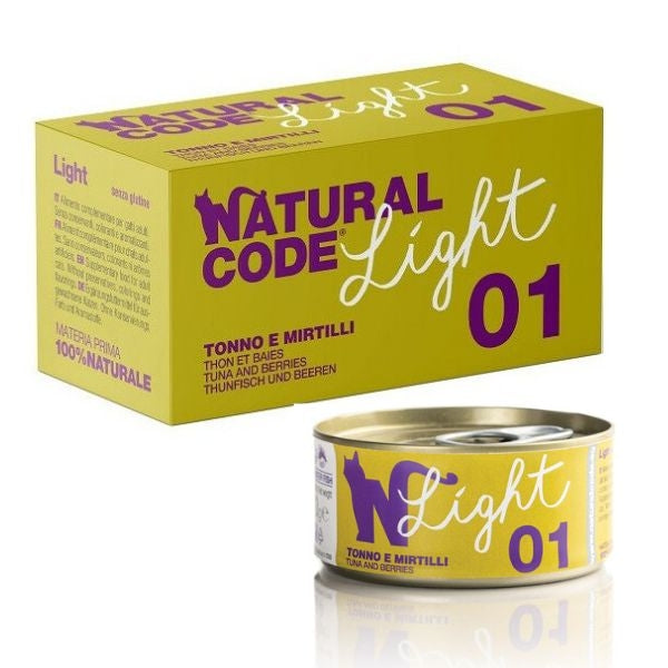 Natural Code 01 Light Tonno e Mirtilli 4x70g Umido per Gatti Natural Code 01 Light Tonno e Mirtilli 4x70g Umido per Gatti